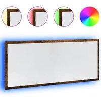 Berkfield Home LED Bathroom Mirror Smoked Oak 100x8.5x37 cm Engineered Wood in Brown