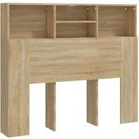 Berkfield Home Headboard Cabinet Sonoma Oak 120x19x103.5 cm in Light Oak