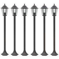 Berkfield Home Garden Post Lights 6 pcs E27 110 cm Aluminium Bronze in Brown