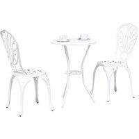 Berkfield Home White 3-Piece Garden Bistro Set - White Cast Aluminum