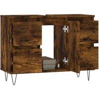 Berkfield Home Durable Bathroom Cabinet Smoked Oak 80x33x60 cm Engineered Wood in Brown | Size: 80 x 33 x 60 cm