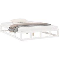 Berkfield Home Beautiful Bed Frame White 120x200 cm Solid Wood | Size: Small Double