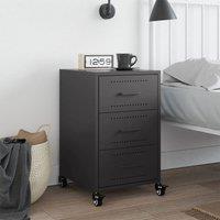Berkfield Home Stylish Bedside Cabinet Black 36x39x59 cm Steel | Size: 36 x 39 x 59 cm