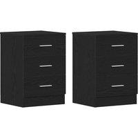Berkfield Home Durable Bedside Cabinets 2 pcs Black Oak 38x35x55 cm Engineered Wood | Size: 38 x 35 x 55 cm