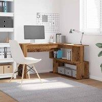 Berkfield Home Modern Corner Desk Old Wood 200.5x50x76 cm Engineered Wood in Brown