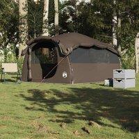 Berkfield Home Modern Family Tent Tunnel 6-Person Brown Waterproof