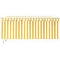 Berkfield Home Manual Retractable Awning with Blind 3.5x2.5m Yellow&White in Yellow