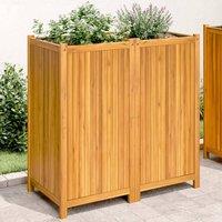 Berkfield Home Garden Planter with Liner 100x50x100 cm Solid Wood Acacia in Brown | Size: 100 x 50 x 100 cm
