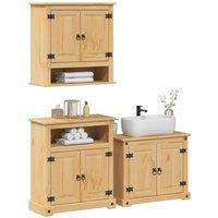 Berkfield Home 3 Piece Bathroom Furniture Set Corona Solid Wood Pine in Brown