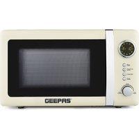 Geepas Retrovive 700W Digital Microwave Oven with 12 Presets, Defrost & 20L Capacity in Cream