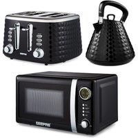 Geepas Argyle Kettle & Toaster set with 20L Digital Microwave Set in Black