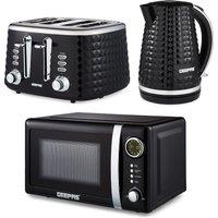 Geepas Argyle Kettle & Toaster Set with 20L Digital Microwave in Black
