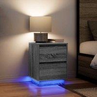 Berkfield Home Bedside Cabinets with LED Lights 2 pcs Grey Sonoma 38x34x50 cm | Size: 38 x 34 x 50 cm