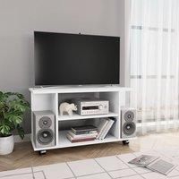 Berkfield Home TV Cabinet with Castors White 80x40x40 cm Engineered Wood | Size: 80 x 40 x 40 cm