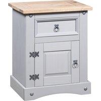 Berkfield Home Bedside Cabinet Mexican Pine Corona Range Grey 53x39x66 cm | Size: 53 x 39 x 66 cm