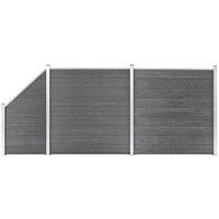 Berkfield Home WPC Fence Set 2 Square + 1 Slanted 446x186 cm Grey