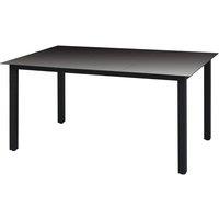 Berkfield Home Garden Table Black 150x90x74 cm Aluminium & Glass | Size: 150 x 90 x 74 cm