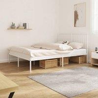 Berkfield Home Metal Bed Frame with Headboard White 135x190 cm Double