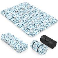 Costway Japanese Floor Mattress Roll up Futon Tatami Mat W/ Washable Cover in Blue