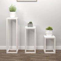 Berkfield Home 3 Piece Plant Stand Set White Solid Wood Pine