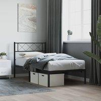 Berkfield Home Metal Bed Frame with Headboard Black 100x200 cm