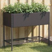 Berkfield Home Garden Planters with Shelf 2 pcs Black 90x40x75 cm Poly Rattan | Size: 90 x 40 x 75 cm