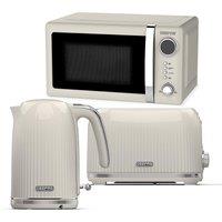 Geepas Fluted 1.7L Kettle & Toaster Sets with 20L Digital Microwave in Cream