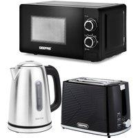 Geepas 1.7L Kettle 2 Slice Toaster & Microwave Set in Black
