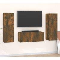 Berkfield Home 3 Piece TV Cabinet Set Smoked Oak Engineered Wood in Brown