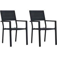 Berkfield Home Garden Chairs 2 pcs Black HDPE Wood Look
