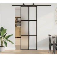 Berkfield Home Sliding Door with Hardware Set Black 76x205 cm Tempered Glass