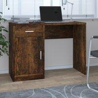 Berkfield Home Desk with Drawer&Cabinet Smoked Oak 100x40x73 cm Engineered Wood in Brown | Size: 100 x 40 x 73 cm