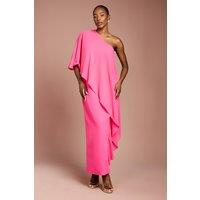 Coast Women's One Shoulder Chiffon Cape Crepe Pencil Dress in Magenta | Size: 12