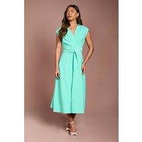 Coast Women's Belted Crepe Dress in Aqua | Size: 10