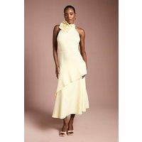 Coast Women's High Neck Corsage Detail Midi Dress in Lemon | Size: 8