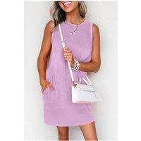 Everyday The Label Women's Phalaenopsis Mineral Wash Tank Mini Dress with Pockets in Lilac | Size: XL