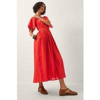 Monsoon Women's Lane Pintuck Lace Midi Dress Orange | Size: Medium