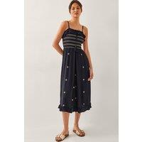 Monsoon Women's Blair Embroidered Frill Midi Dress Black | Size: 2XL