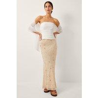 Monsoon Women's The India Edit Colette Ruched Bandeau Top & Scarf Red in Ivory | Size: 18