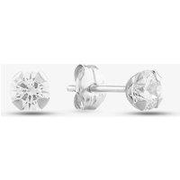 T.H.Baker Women's 9ct White Gold 3mm Round Cubic Zirconia Stud Earrings 5-58-6329 in Silver