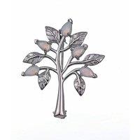 Ojewellery Women's Opal Tree of Life Brooch in White
