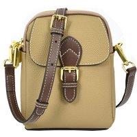 House of Leather Women's Womens Real Leather Cross Body Bag Small Size Sling Pouch Elizabeth Black in Beige