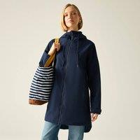 Regatta Women's Brianka Longline Hooded Waterproof Jacket in Mid Navy | Size: 16