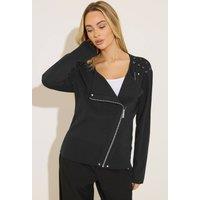 Star by Julien Macdonald Women's Knitted Biker Cardigan in Black | Size: 18-20