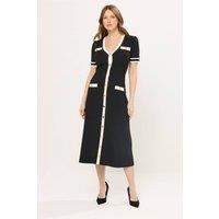 Star by Julien Macdonald Women's Contrast Knitted Midi Dress in Black | Size: 10-12