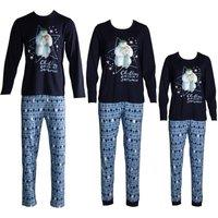 The Snowman Women's Polar Bear Christmas Long Pyjama Set in Blue | Size: 16-18