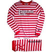 Labyrinth Women's Ello Fancy A Cuppa? The Worm Striped Pyjama Set in Red | Size: 18