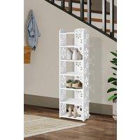 H&O Direct 7-Tier Open Shoes Rack for Entryway in White