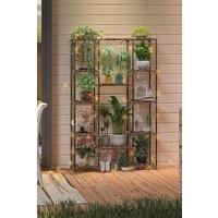 Living and Home Multi-tier Wood Plant Stand Flower Display Shelf in Brown