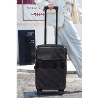 SHEONLY Fashion 20 Inch Front Opening Suitcase with USB Charging Port & Cup Holder in Black